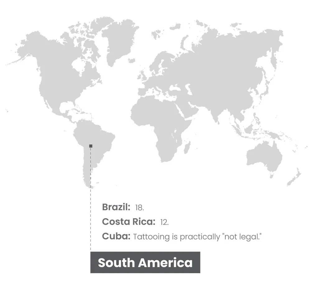 Tattoo regulations in South American countries vary significantly.