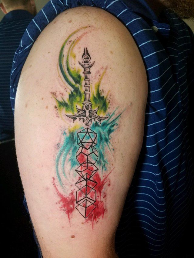 My love of D&D is forever now with this awesome new dice dagger tattoo[ART]