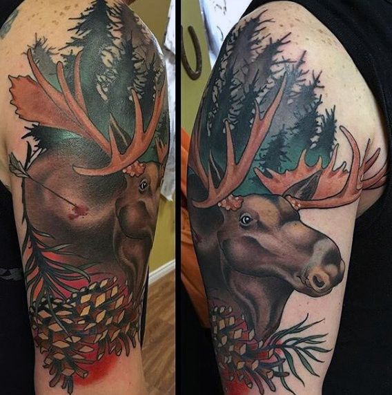 60 Moose Tattoo Designs for Men | Moose tattoo, Wilderness tattoo, Tattoo designs men