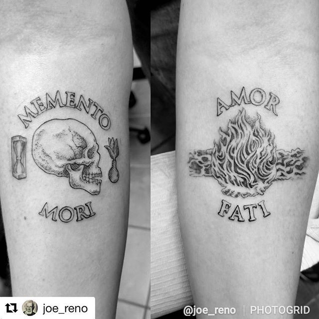 Awesome! #Stoicism #MementoMori #AmorFati # #Repost @joe_reno #fineline  Thursday. #mementomori #amorfati #shoguntattoopasadena #therealshoguntattoo  many thanks Abe