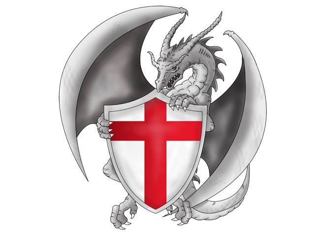 Dragon With English Flag Tattoo