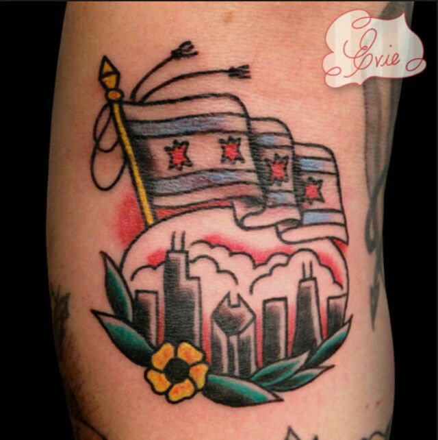 Pin by Justine DiJulio on BODYart. | Chicago flag tattoo, Chicago tattoo,  Chicago skyline tattoo