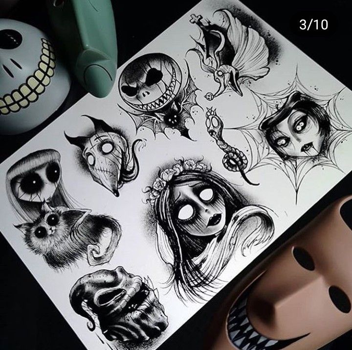 Pin by Kylee wiley on Drawings | Tim burton tattoo, Halloween tattoos,  Tattoo design drawings