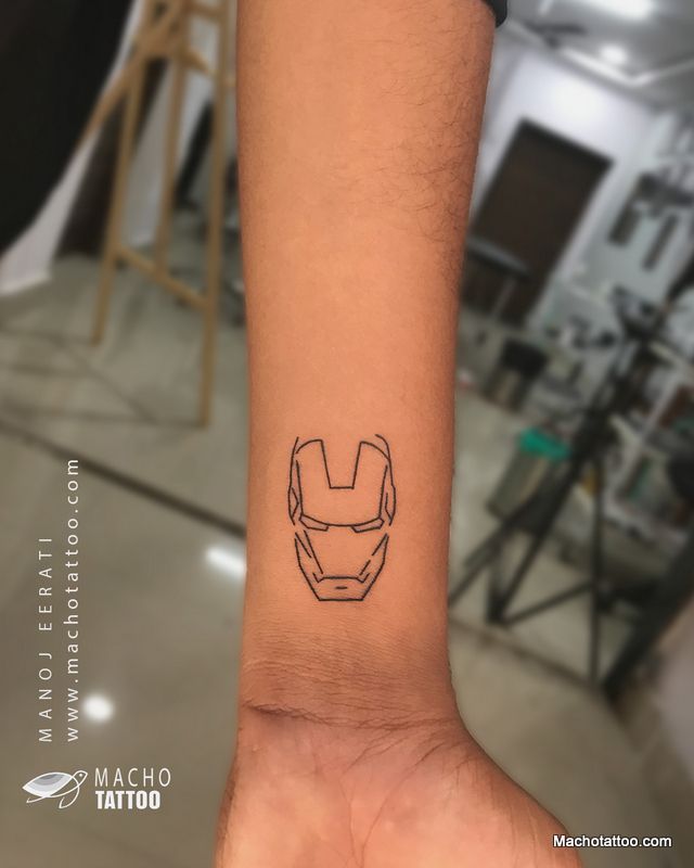 IronMan line art tattoo at macho tattoos