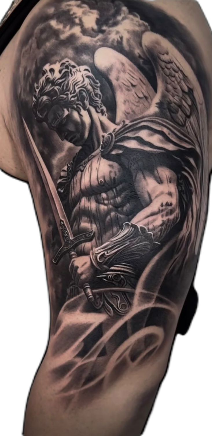 Pin by Travis Artes on Tattoo Ideas | Angle tattoo for men, Half sleeve  tattoos for guys, Arm tattoos for guys