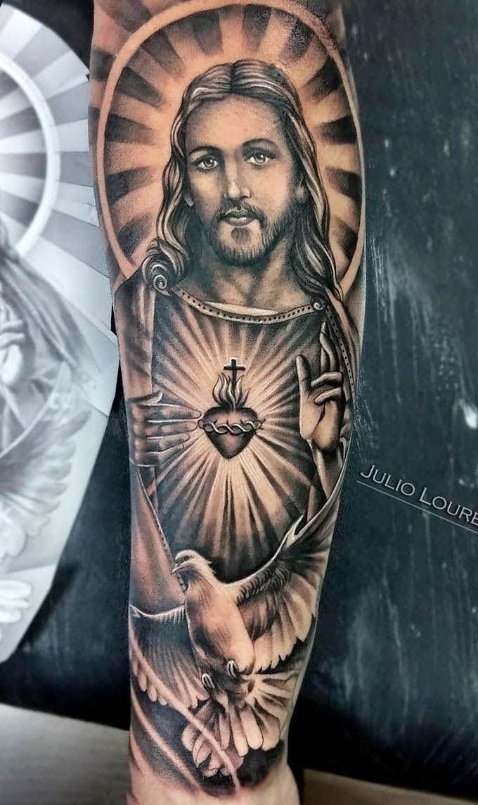 Pin by Babak on Small tattoos | Jesus tattoo, Jesus tattoo sleeve, Sleeve  tattoos
