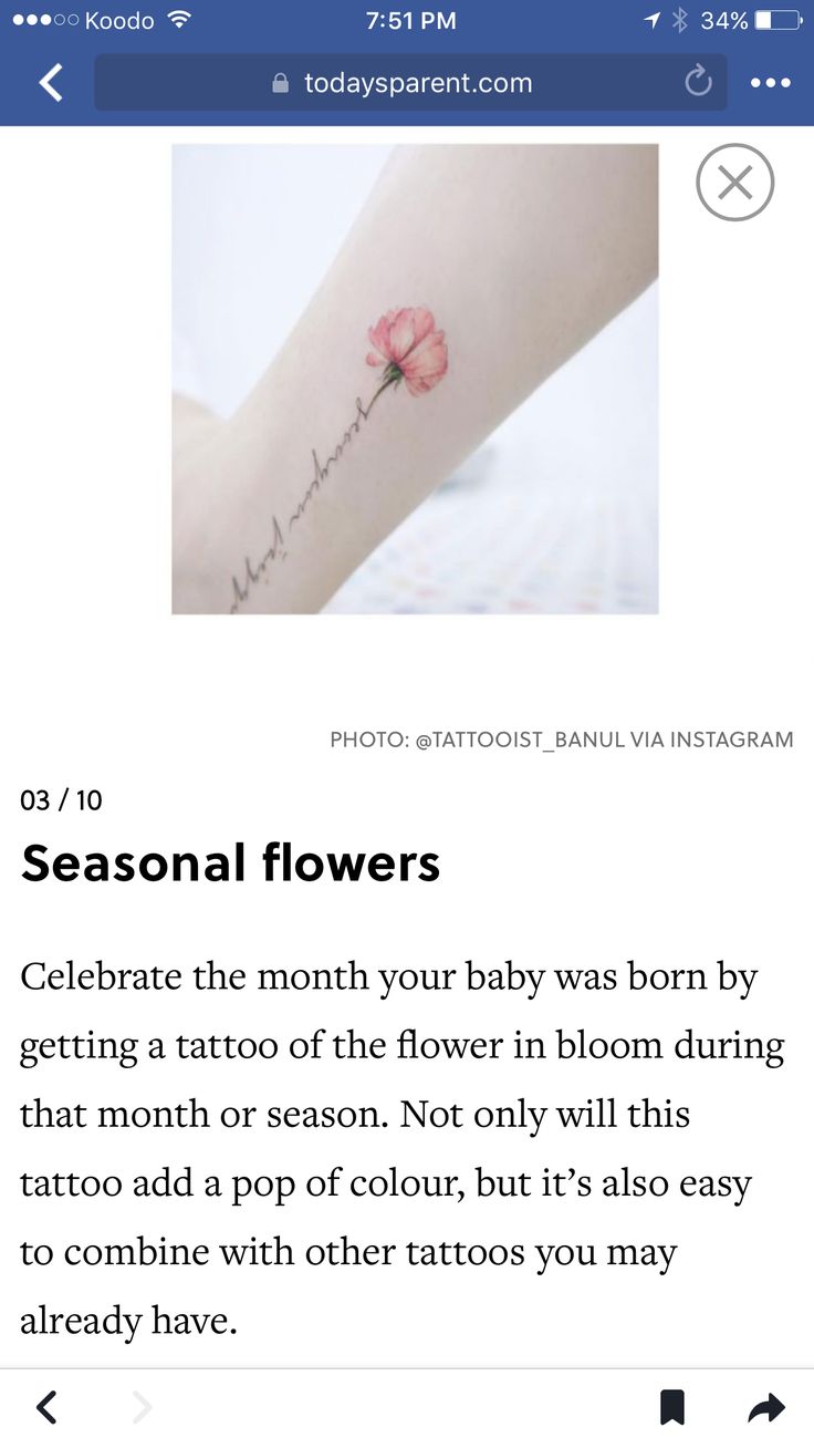 Possible tattoo idea - child's birth month flower with their name as the  stem