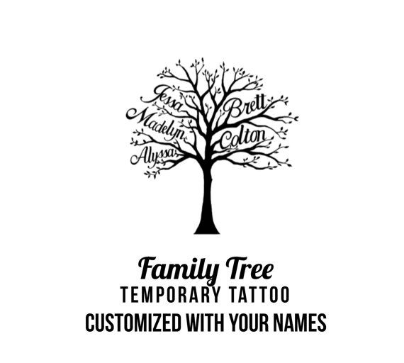 custom family tree with names temporary tattoo by pepperink
