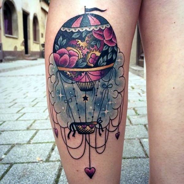 45 Cute Hot Air Balloon Tattoo Designs - Greenorc