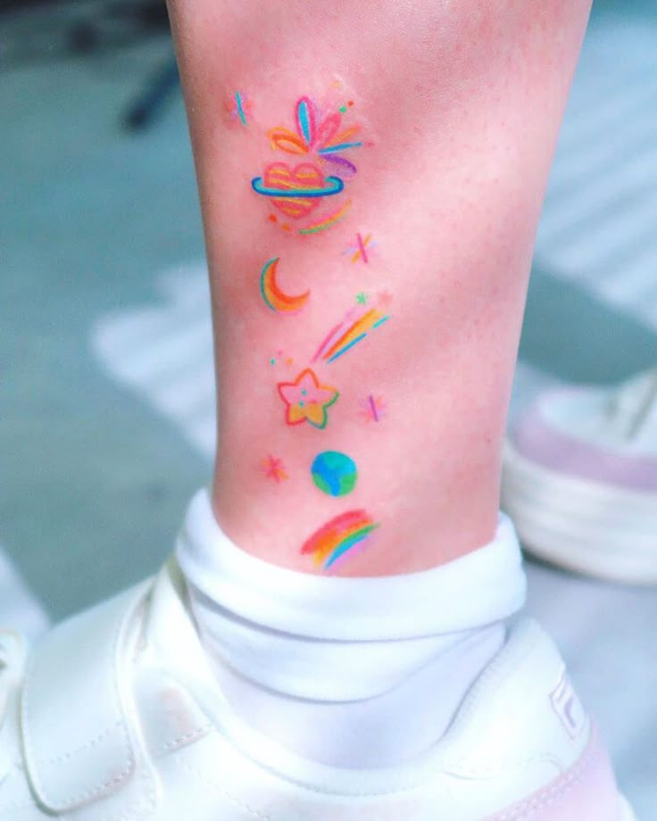 11 Fun and Colorful Tattoos That Are Too Cute - Doodle Tattoos