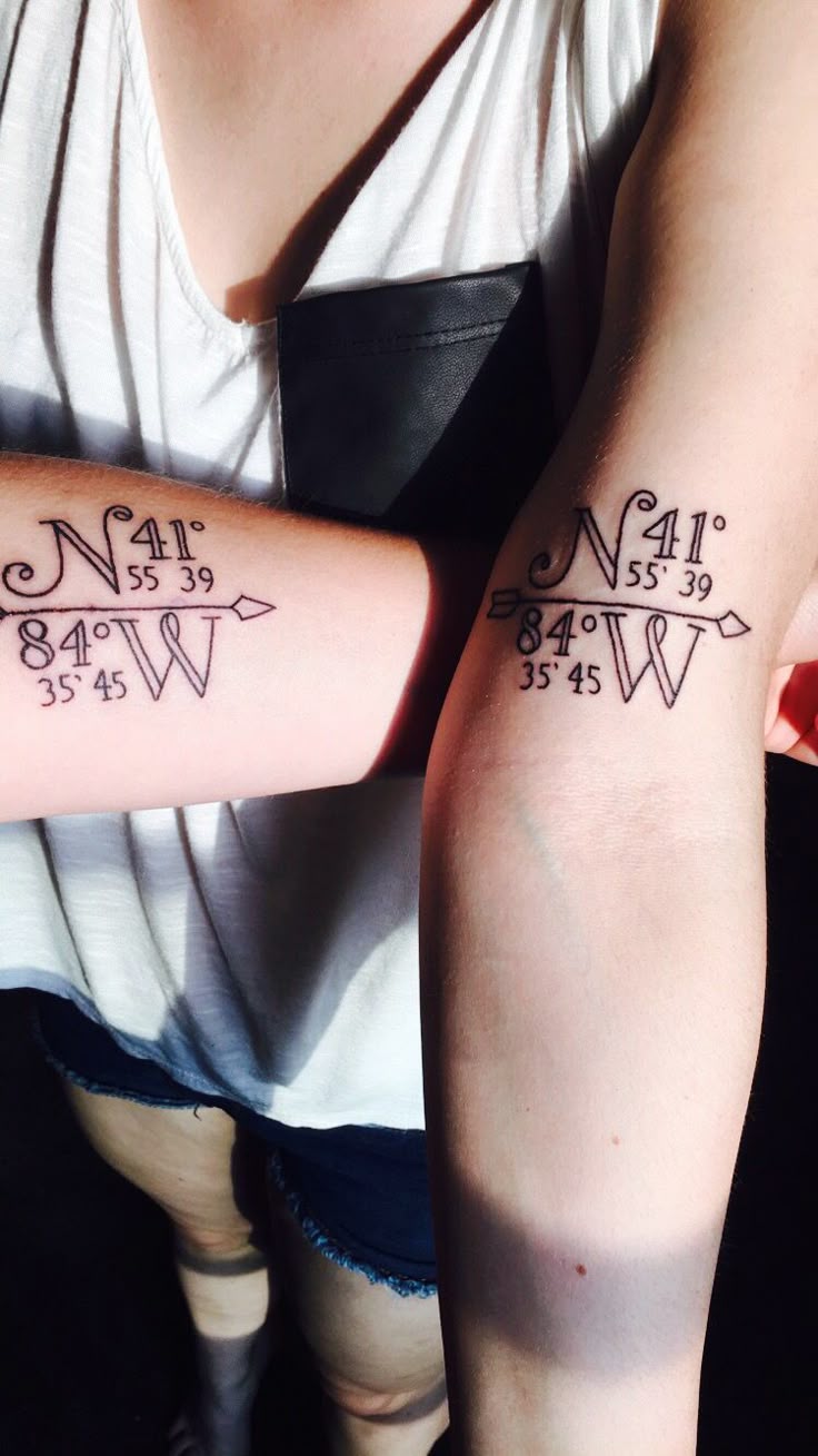 Sister tattoo. Coordinates of the house we grew up in. | Family tattoos,  Sister tattoos, Tattoos