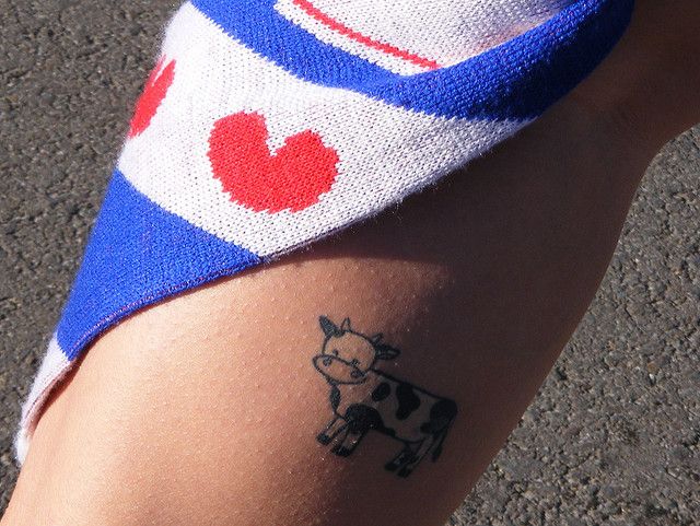 My Third Tattoo- It's a cow on my calf! by carolspacelynn, via Flickr