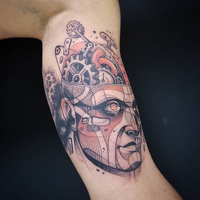 The Overthinker/cover-up// #tattoo #ink #inked #graphictattoo #customtattoo #duotone #dotwork #overthinking #katiberinkey