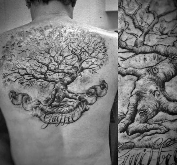59 Emotive Family Tree Tattoo Designs for Men
