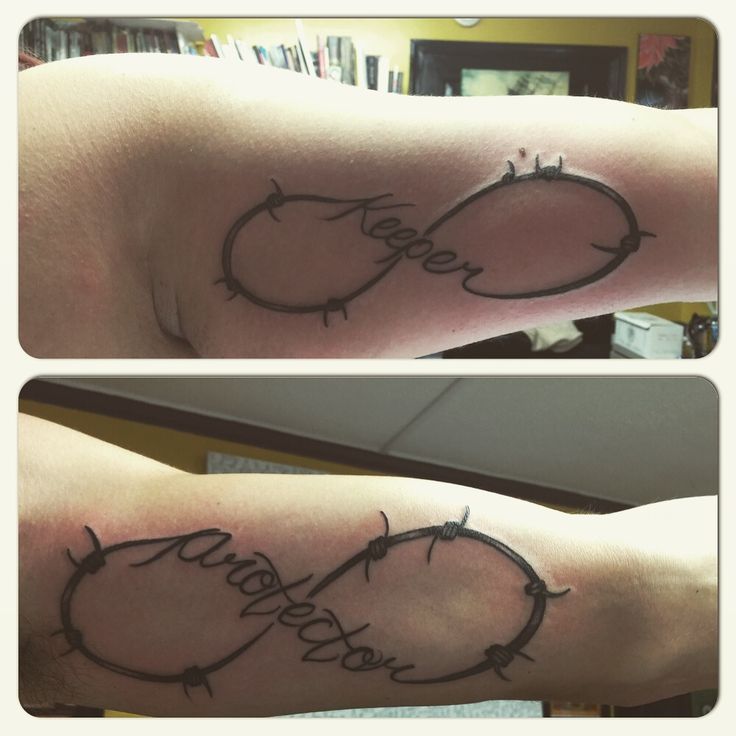 Sibling Tattoos. "My brother's keeper", "My sister's protector"