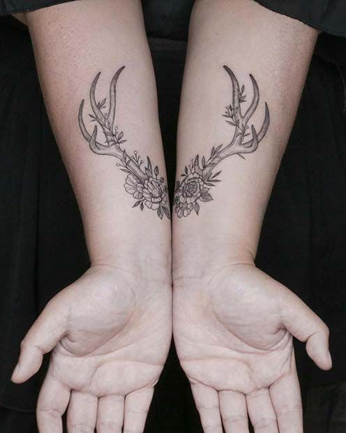 81 Cute Couple Tattoos That Will Warm Your Heart | Cute couple tattoos,  Antler tattoo, Antler tattoos