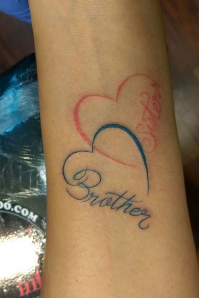 Brother Sister Heart Tattoo Idea