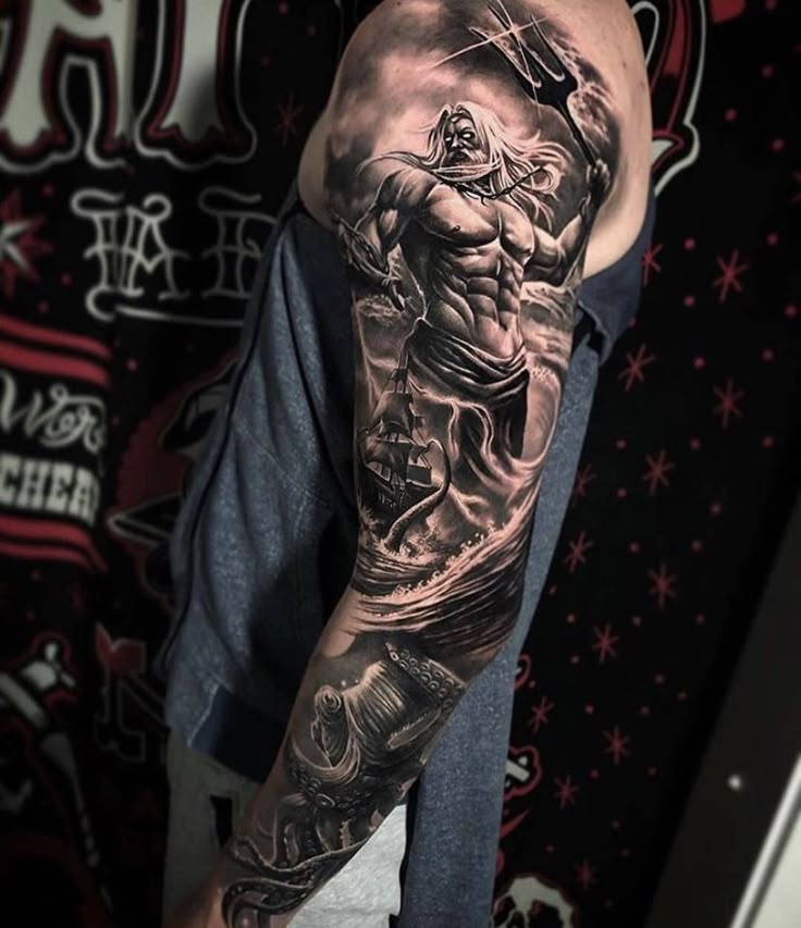 210+ Amazing Poseidon Tattoo Designs with Meanings (2024) Greek Gods Ink