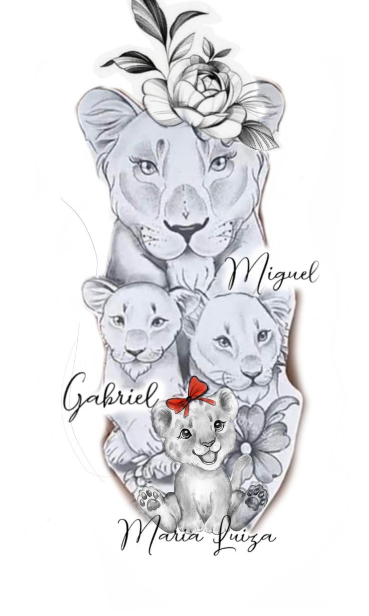 Pin by Aleja on Uñas decoradas | Lioness and cub tattoo, Tattoos for kids,  Mom tattoo
