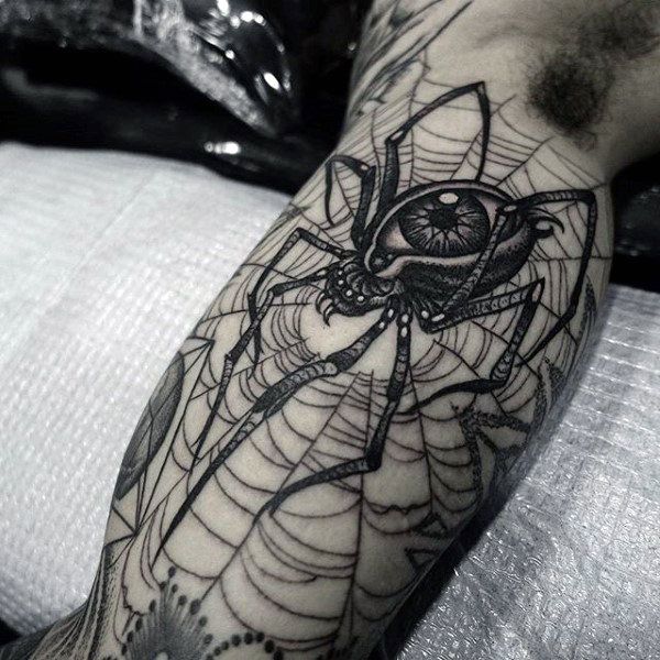 79 Creepy Spider Web Tattoo Designs for Men