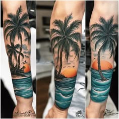 Discover 82 Tropical Tattoos and Sunset Tattoos Ideas | palm tree and water  tattoo, surf tattoo, tree sleeve tattoo and more