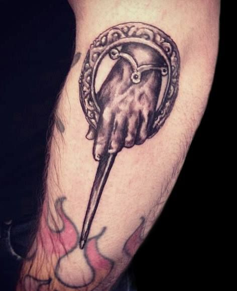 king's hand in game of thrones https://www.facebook.com/pages/Mile-End- Tattoos-Pellenuova/151007674975184 #geek #tattoo #gameofthrones