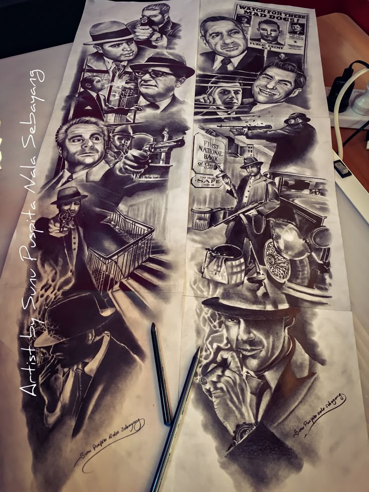 My Artwork drawing "Mobsters History"