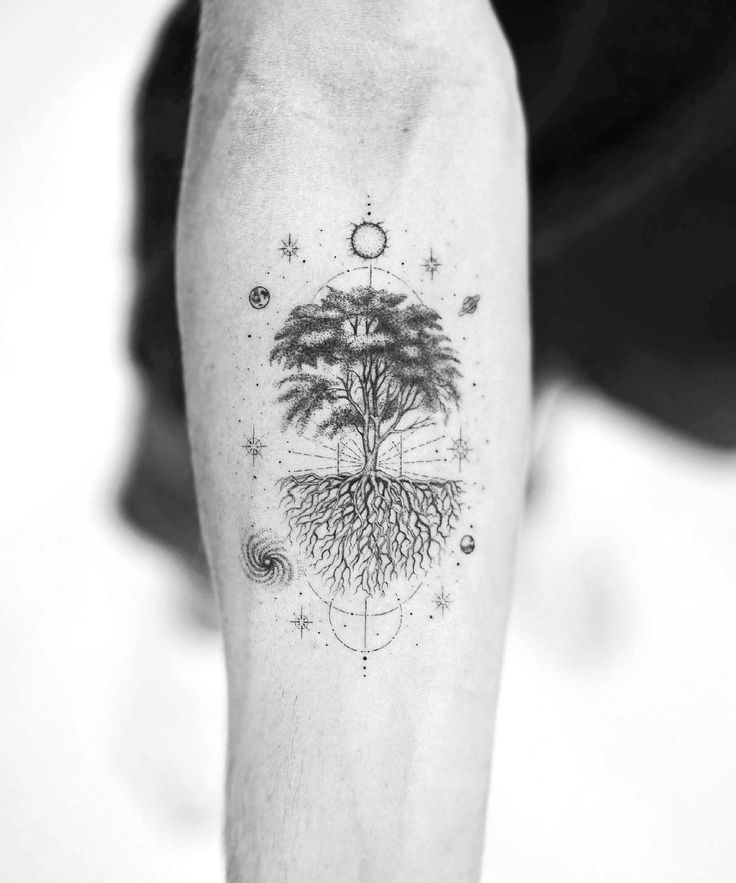 Bali Tattoo Fineline on Instagram: “Him as a tree among the universe. Was  done few months