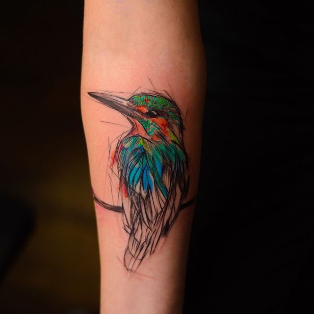 kamilmokot on Instagram: "Booking: ka*****@***** or DM #Eisvogel#kingfisher#watercolor  #berlin #berlintattoo #linework" | Kingfisher tattoo, Body art tattoos, Ink  tattoo