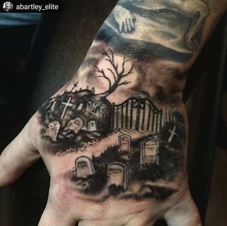 Adam Bartley did this freehand graveyard on Paul not too long ago. It's  never too early in the year to get ~spooky~