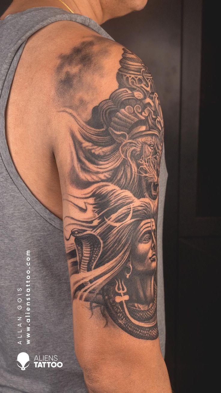Lord Shiva And Lord Narsimha Double Exposure Tattoo By Allan Gois At Aliens  Tattoo