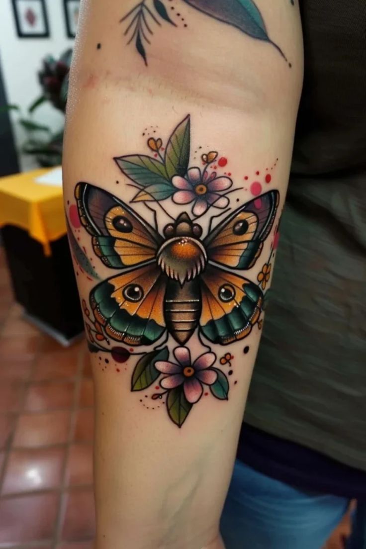 Minimalist Moth Tattoo Design