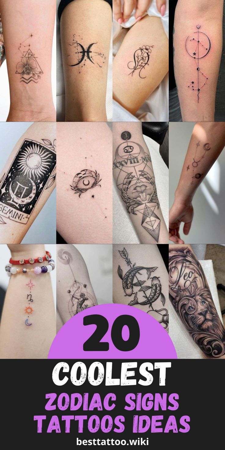 Celestial Symbols: Unveiling 20 Zodiac Sign Tattoo Ideas for 2024,  Captivating Astrological Designs