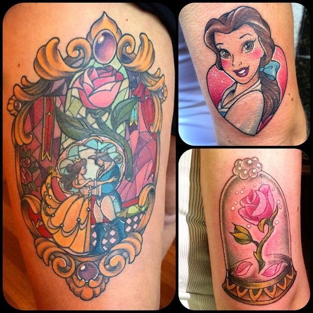 🌸Disney & Happy Tattoos🌸 on Instagram: "#1 Beauty & the Beast tattoos ✨🌹  #tattoos #misspoppy… | Beauty and the beast tattoo, Mirror tattoos, Stained  glass tattoo