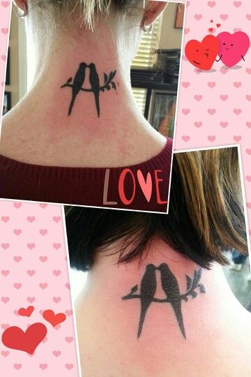 Matching love bird tattoos. #matching #tattoo #couple #love #lesbian #wife  #love birds