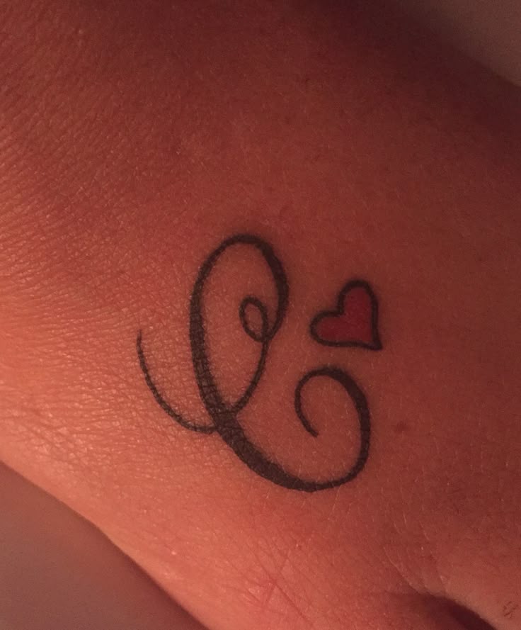 Letter "C" tattoo. Mother's Tattoo. Initial Tattoo. Small, delicate tattoo.  Script letter tattoo. Heart Tattoo. Children's initial tattoo
