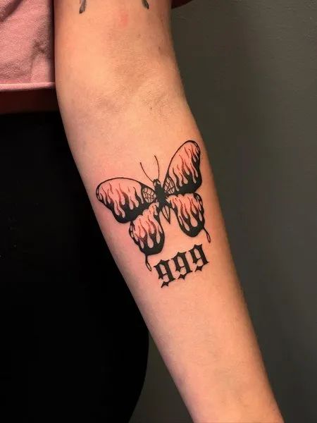 999 And Butterfly Tattoo | Hand tattoos for guys, Tattoos for guys, Juice  wrld tattoos ideas