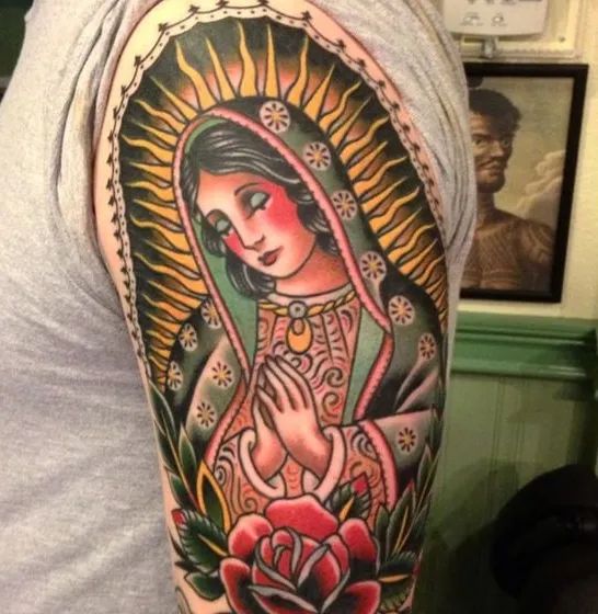 41 Virgin Mary Tattoos With Religious Connections and Meanings - TattoosWin