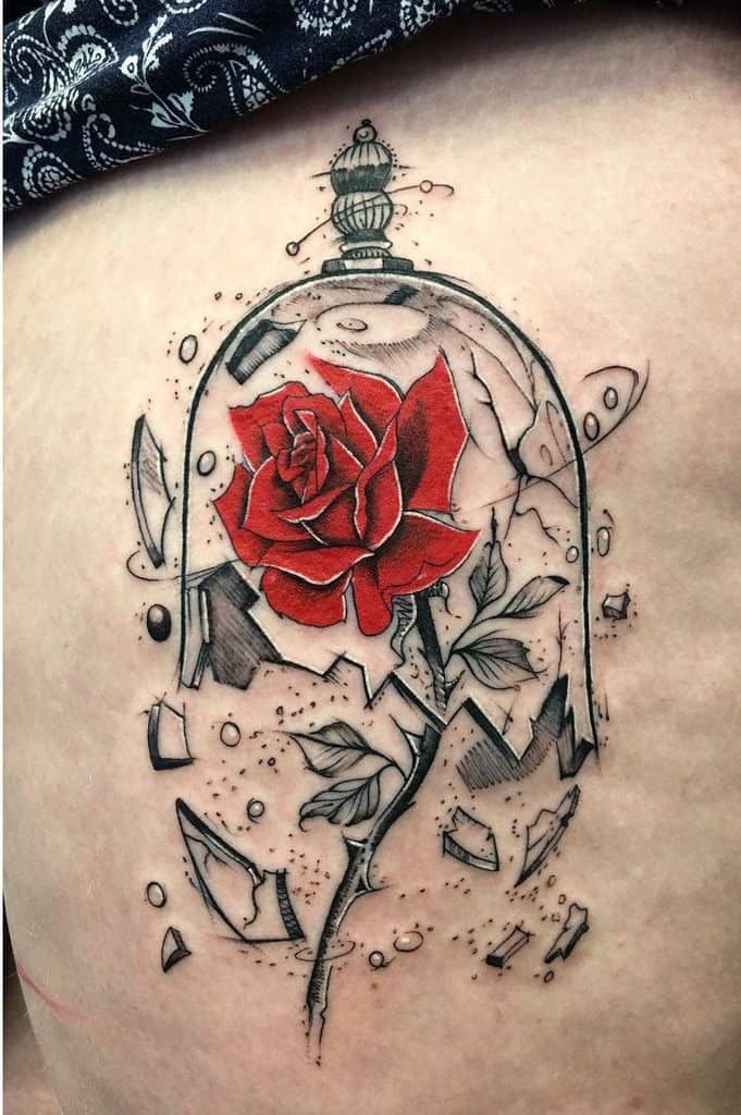 71 Cool Beauty and the Beast Rose Tattoo Ideas