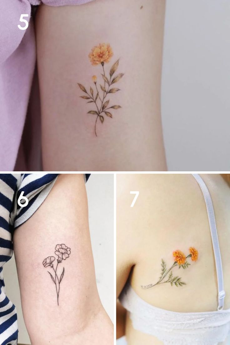 October Birth Flower Tattoo Ideas {Marigolds + Cosmos}