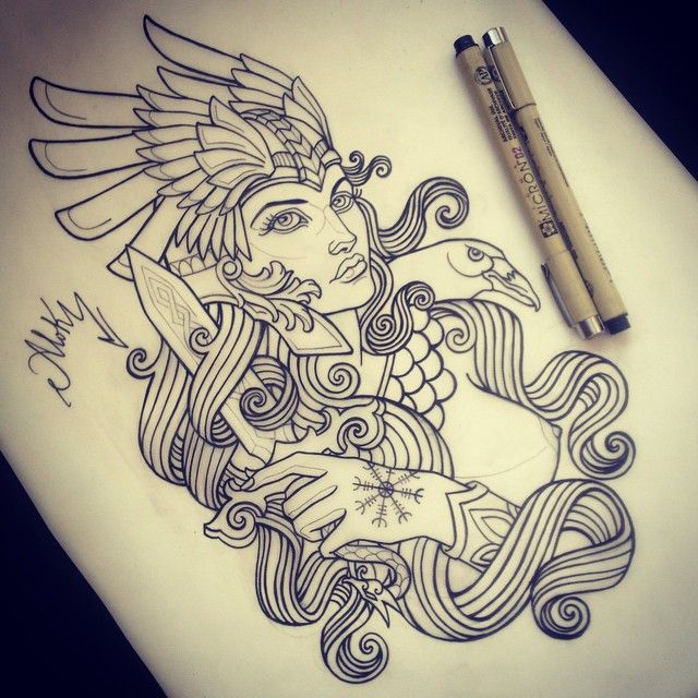 ✿ Tattoos ✿ Celtic ✿ Norse ✿ Tattoo de hoje #valkyrie #tattoo #tattoobh #tatuagem #tatuagembh #valkyrietattoo #vikingart #sketch #sketchtattoo #inspirationtattoo #tattooinspiration #draw #drawing #ilustração #illustrator #esboço #rascunho #rabisco ...