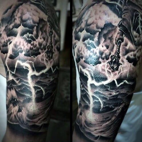 Pin by Christie Cole on tattooing | Lightning tattoo, Cloud tattoo, Tattoo  designs men