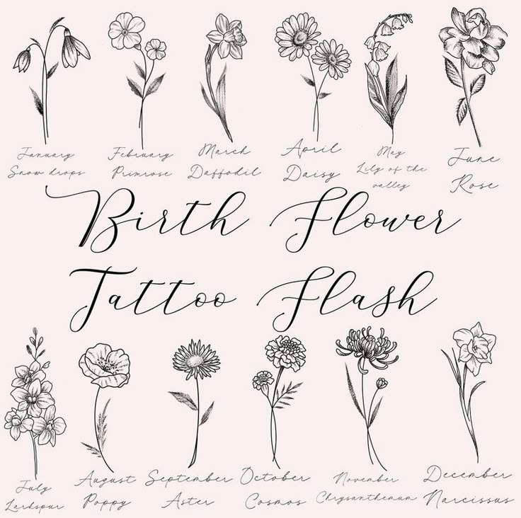 Birth Flowers Tattoo Flash