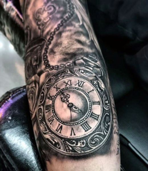 103 Amazing Pocket Watch Tattoo Designs for Men
