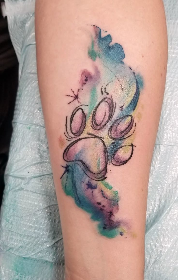 Pin by donna morgan on paw print tattoos | Pawprint tattoo, Small  watercolor tattoo, Floral watercolor