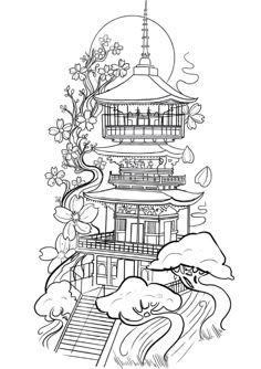 9 Pagoda ideas in 2025 | japanese tattoo designs, japanese tattoo art, japanese tattoo