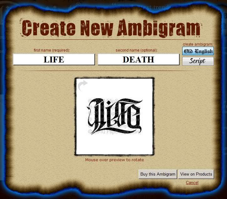 Ambigram Tattoo Generator Free