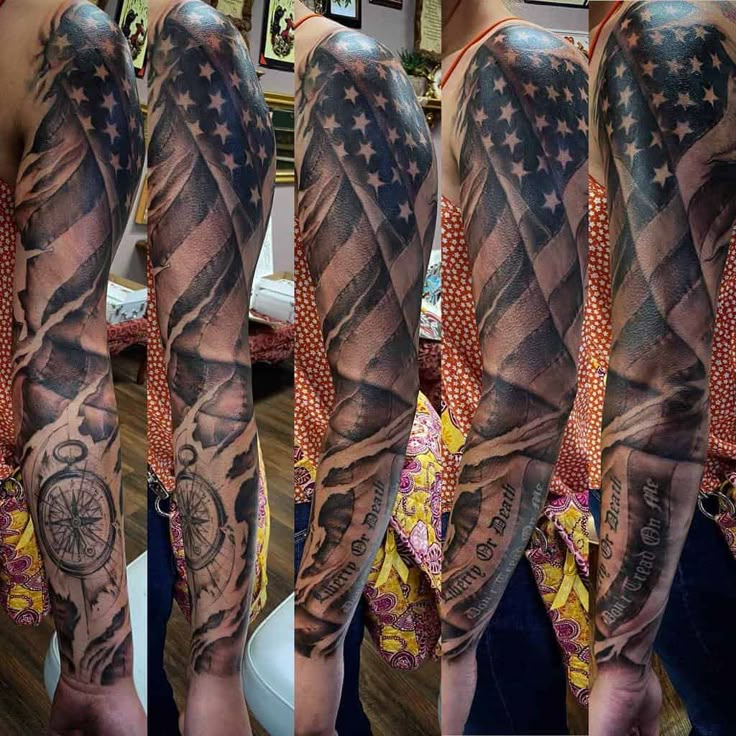 89 Patriotic American Flag Sleeve Tattoo Ideas