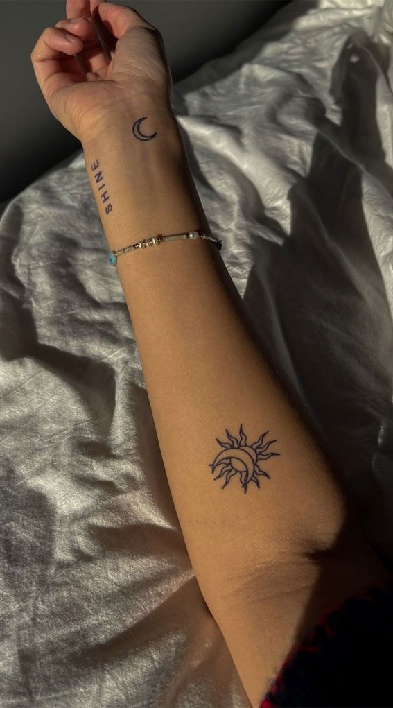 70+ Beautiful Tattoo Designs For Women : Shine + Sun & Moon
