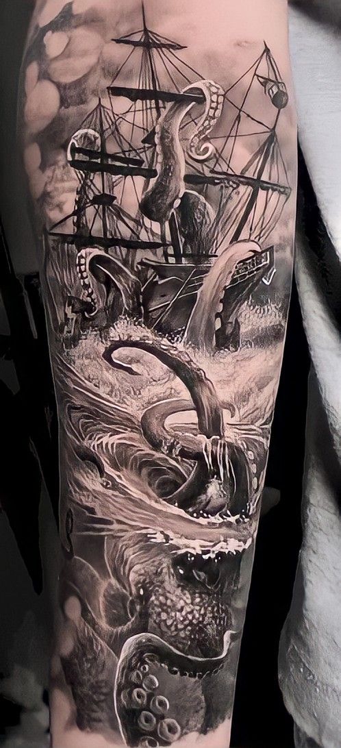 87 Kraken tattoo ideas | kraken tattoo, ship tattoo, nautical tattoo